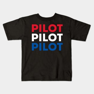 Pilot Pilot Pilot Red White and Blue Kids T-Shirt